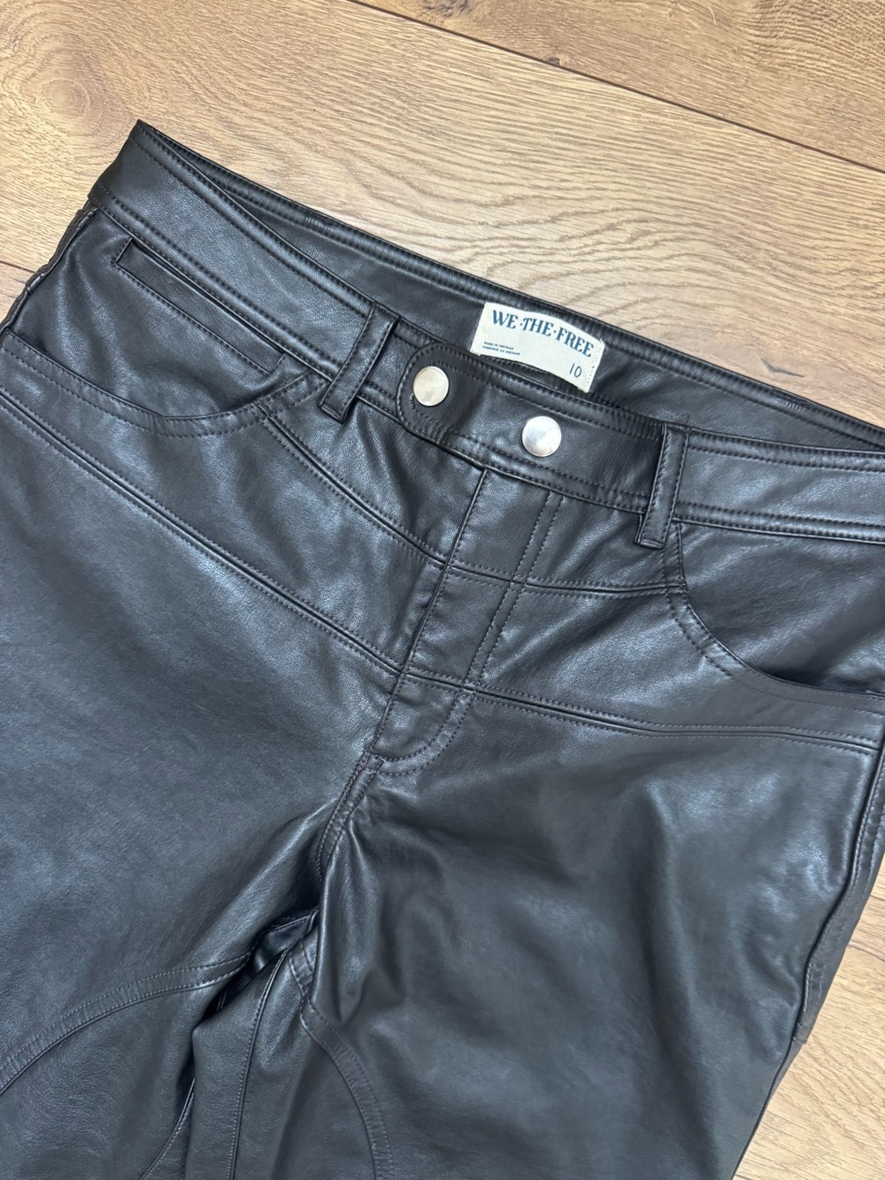 We The Free Black Straight Faux Leather Jeans